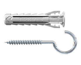 Fischer 2 x SX RH K Plugs and Hook Screws 50 x 10 mm