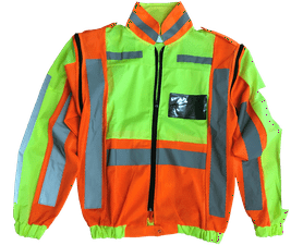 Pioneer Zip Off Sleeve Reflective Jacket Orange and Lime 2 x Extra Large