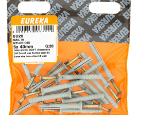 Eureka 6U20 5 x 40 mm Nail In Nylon Countersunk 20 Pack
