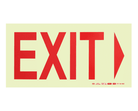 Parrot Products Photoluminescent E4 Exit and Arrow Down Sign Red 190 mm