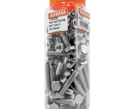 Eureka 50 x Galvanised Hex Screws and Nuts 10 x 50 mm