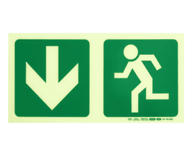 Parrot Products Photoluminescent E3 Arrow Down and Running Man Sign Green 190 mm