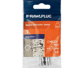 Rawlplug 2 x Shield Anchor Eye Bolt M6 x 12 x 73 mm