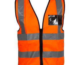 Pioneer Reflective Vest with Zip and ID Pouch Orange Large