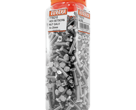 Eureka 300 x Galvanised Hex Screws and Nuts 6 x 25 mm