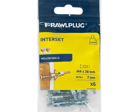 Rawlplug 6 x Interset Cavity Fixing Silver 4 x 38 mm