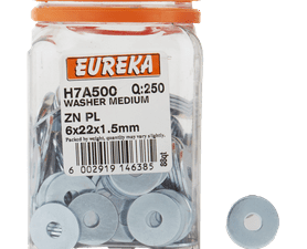 Eureka 250 x Medium Washers 6 x 22 x 1.5 mm