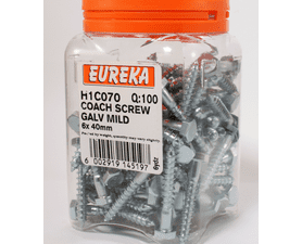 Eureka H1C070 6 x 40 mm Coach Screw Galvanised 100 Pack