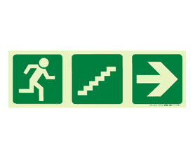 Parrot Products Photoluminescent E18 Running Man and Stairs Going Up and Arrow Right Sign Green 190 mm