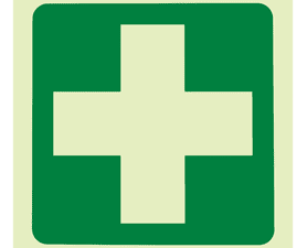 Parrot Products Photoluminescent E7 Green Cross Safety Sign Green 190 mm