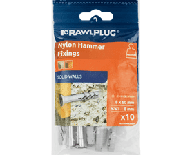 Rawlplug 10 x Nylon Hammer In Fixing Countersunk Head 6 x 60 mm