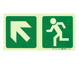Parrot Products Photoluminescent E12 Diagonal Arrow Up and Left and Running Man Sign Green 190 mm