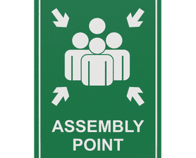 Parrot Products Assembly Point Sign Green and White 297 x 210 mm