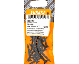 Eureka 25 x Fine Thread Drywall Screws 3.9 x 30 mm