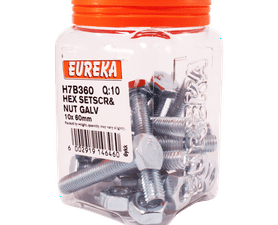 Eureka 10 x 60 mm Hex Screw and Nut Set 10 Pack