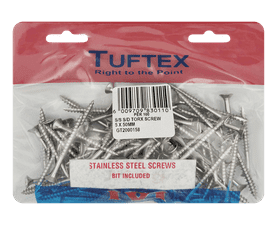 Tuftex 100 x Stainless Steel Torx Screw and Bits 5 x 50 mm