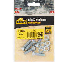 Build and Fix 5 x Hex Bolts and Nuts 8 x 25 mm