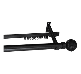 Design House 25 mm Curtain Pole and C-Track Black 1.5 m Window Accessorie Set – Steel Curtain Rod with Bracket and Glider