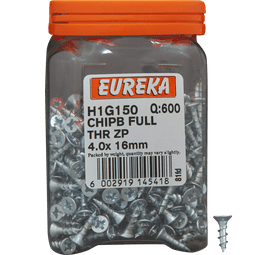 Eureka H1G150 4.0 x 16 mm Chipboard Screw Zinc 600 Pack
