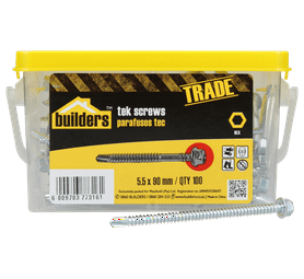Build and Fix 100 x Threaded Coarse Hex Screws 5.5 x 90 mm