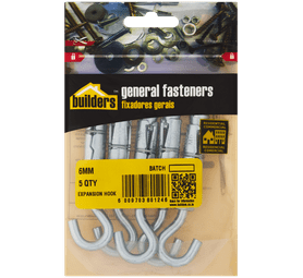 Build and Fix 5 x Expansion Hook Bolts 6 mm