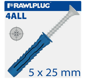 Rawlplug Universal Plugs and Screws Blue 5 x 25 mm