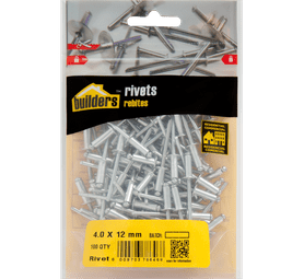 Build and Fix 100 x Open Aluminium Bond Rivets Silver 4.0 x 12 mm