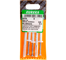 Eureka 6P70 6 x 55 mm Nail In Rimmed White 5 Pack
