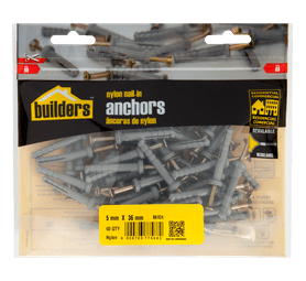 Build and Fix 60 x Nylon Nail in Anchors 5 x 36 mm