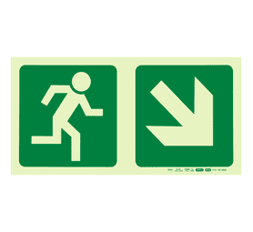 Parrot Products Photoluminescent E13 Running Man and Diagonal Arrow Down and Right Sign Green 190 mm