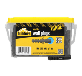 Build and Fix 100 x Wall Plugs Black 10 x 50 mm