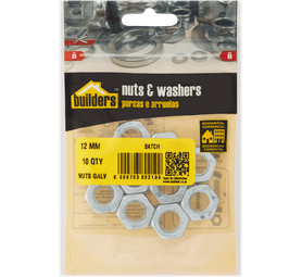 Build and Fix 10 x M12 Glavanised Nuts 12 mm