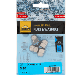 Build and Fix 4 x M10 Stainless Steel Dome Nuts