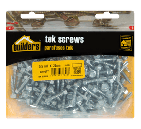 Build and Fix 200 x Threaded Hex Screws 5.5 x 25 mm