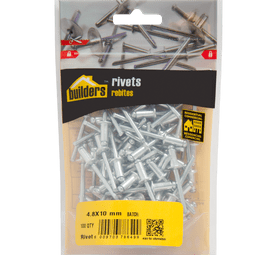 Build and Fix 100 x Open Aluminium Bond Rivets Silver 4.8 x 10 mm