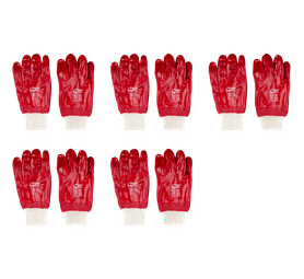 Pioneer Red PVC Coated Knit Wrist Safety Gloves 10 Pack - Chemical ad Abrasion Resistant