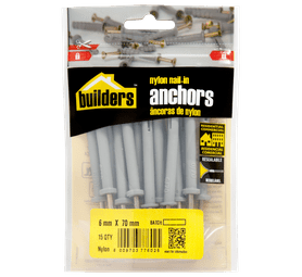 Build and Fix 15 x Nylon Nail in Anchors 6 x 70 mm