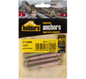 Build and Fix 4 x Sleeve Anchors 8 x 65 mm