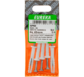 Eureka 6P60 6 x 45 mm Nail In Rimmed White 5 Pack