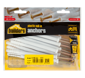 Build and Fix 15 x Plastic Nail in Anchors 8 x 120 mm