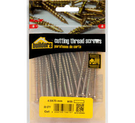 Build and Fix 30 x Cut Thread Screws 4 x 75 mm