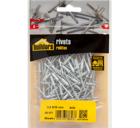 Build and Fix 100 x Open Aluminium Bond Rivets Silver 3.2 x 10 mm