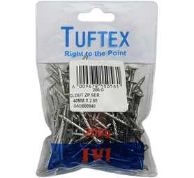 Tuftex GN9600940 Zinc Plated Clout Nails White 40 x 2.8 mm