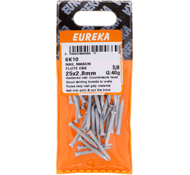 Eureka 6K10 Fluted Masonary Nails 2.5 x 2.5 x 25 mm
