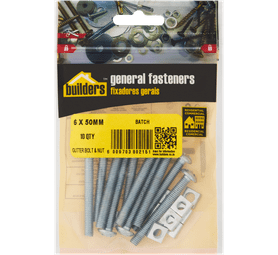 Build and Fix 10 x Gutter Bolts and Nuts 6 x 50 mm