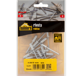 Build and Fix 15 x Open Aluminium Bond Rivets Silver 4.8 x 12 mm