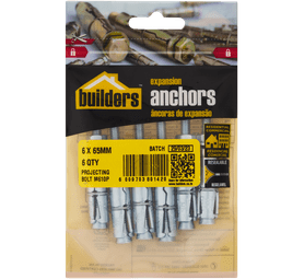 Build and Fix 6 x Projecting Bolts 6 x 65 mm