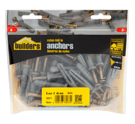 Build and Fix 50 x Nylon Nail in Anchors 8 x 45 mm