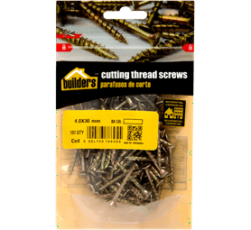 Build and Fix 100 x Cut Thread Screws 4 x 30 mm