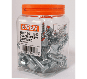 Eureka H1C110 8 x 50 mm Coach Screw Galvanised 40 Pack
